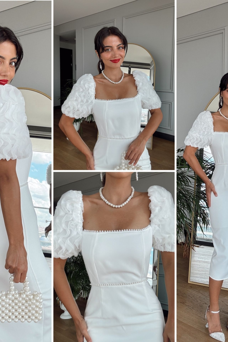 Sleeves Imported Fabric Pearl Deyat Dress