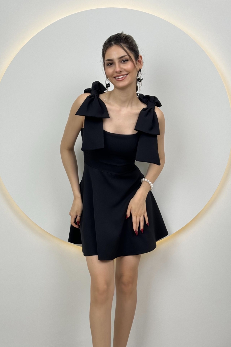 Two Shoulder Bow Detail Mini Dress
