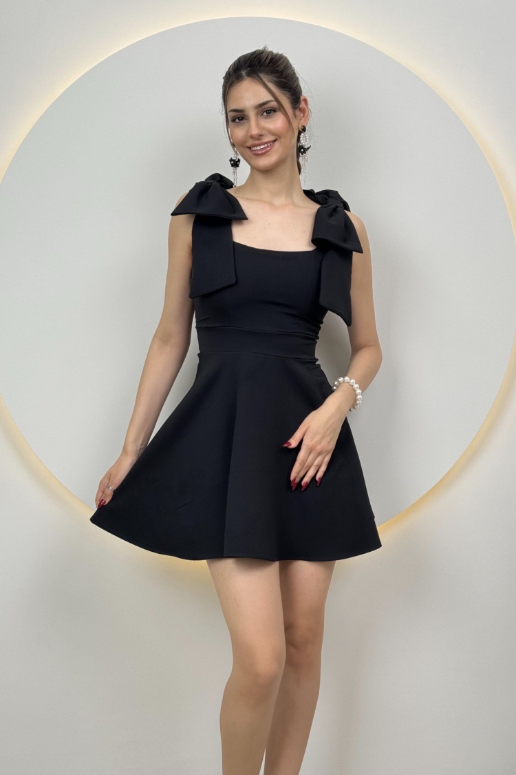 Two Shoulder Bow Detail Mini Dress - Miss Janell - Globality Store - Women Clothes Wholesale Turkey