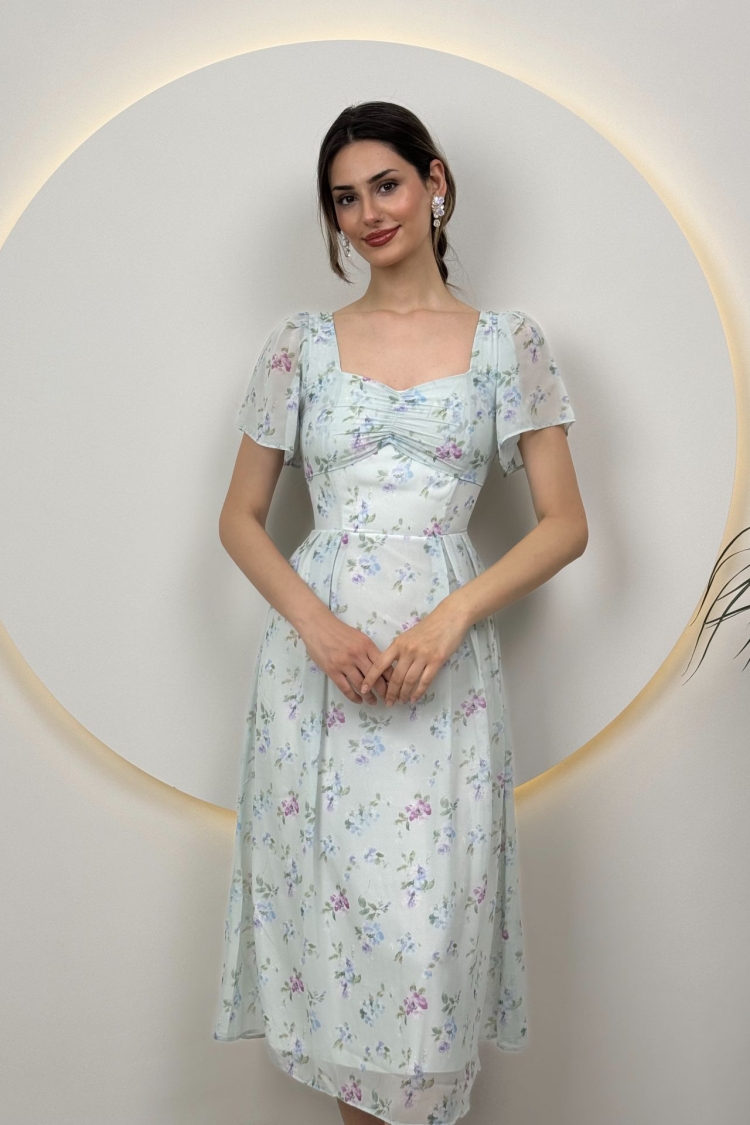 Patterned Crepe Dress - Miss Janell - Globality Store - Women Clothes Wholesale Turkey