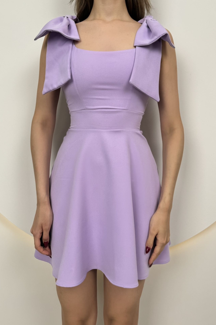 Two Shoulder Bow Detail Mini Dress