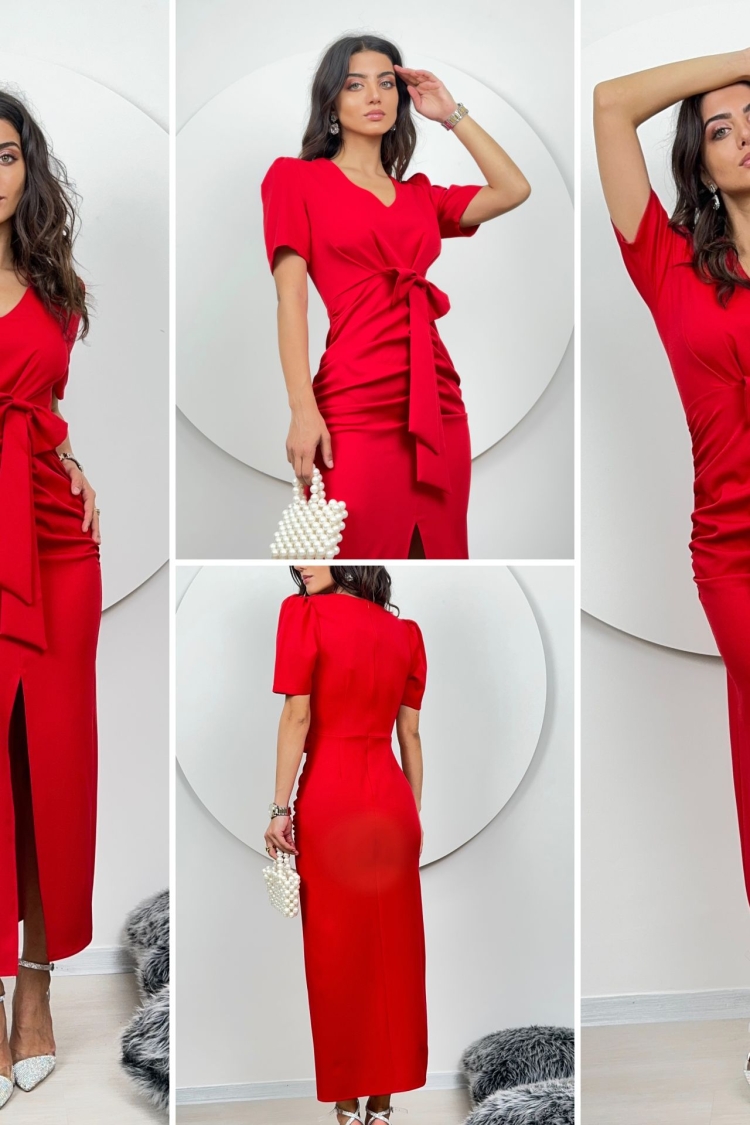 Front Ruffle Fyonk Detail Atlas Dress