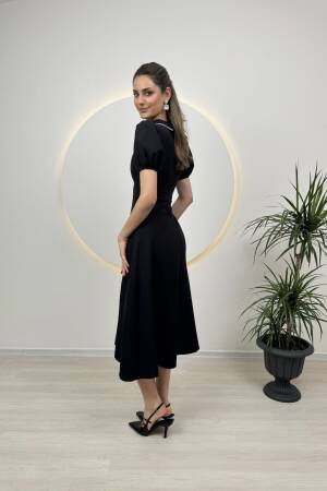 Collar Stone Stripe Maxi Size Atlas Dress - Miss Janell - Globality Store - Women Clothes Wholesale Turkey