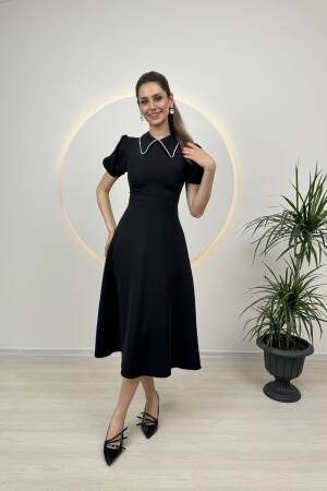 Collar Stone Stripe Maxi Size Atlas Dress - Miss Janell - Globality Store - Women Clothes Wholesale Turkey