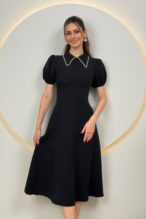 Collar Stone Stripe Maxi Size Atlas Dress - Miss Janell - Globality Store - Women Clothes Wholesale Turkey