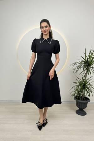 Collar Stone Stripe Maxi Size Atlas Dress - Miss Janell - Globality Store - Women Clothes Wholesale Turkey