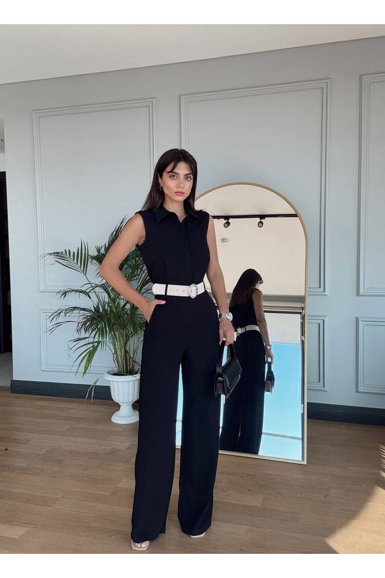 Belt Detail Mango Pattern Jumpsuit