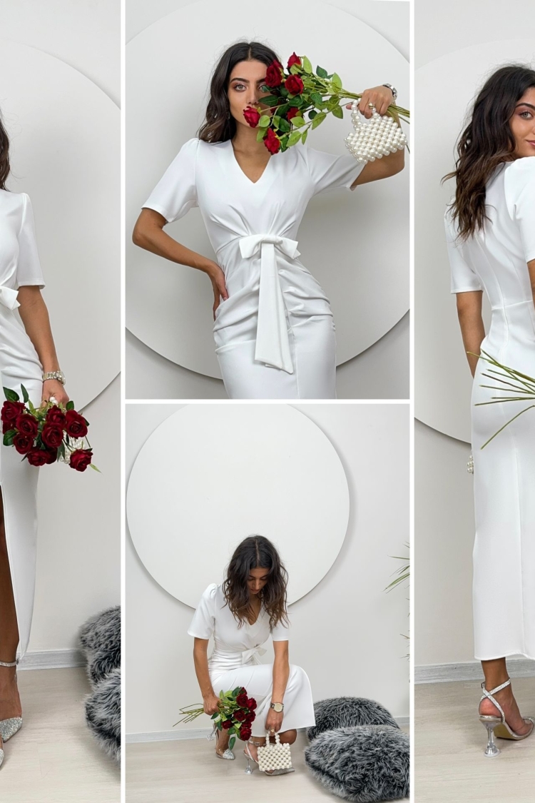 Front Ruffle Fyonk Detail Atlas Dress