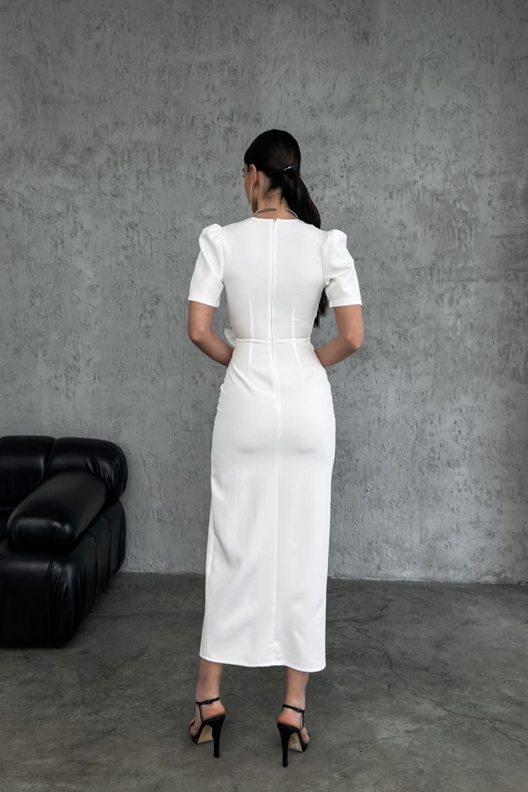Front Ruffle Fyonk Detail Atlas Dress