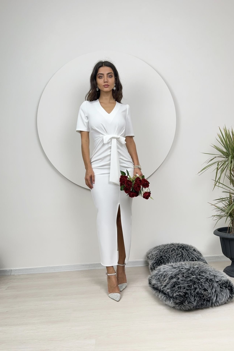 Front Ruffle Fyonk Detail Atlas Dress