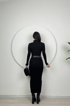 Slim Fit Long Knitwear Dress With Neck Zipper - Miss Janell - Globality Store - Women Clothes Wholesale Turkey