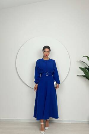 Long Dress With Pleated Belt - Miss Janell - Globality Store - Women Clothes Wholesale Turkey
