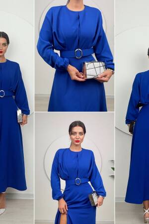 Long Dress With Pleated Belt - Miss Janell - Globality Store - Women Clothes Wholesale Turkey