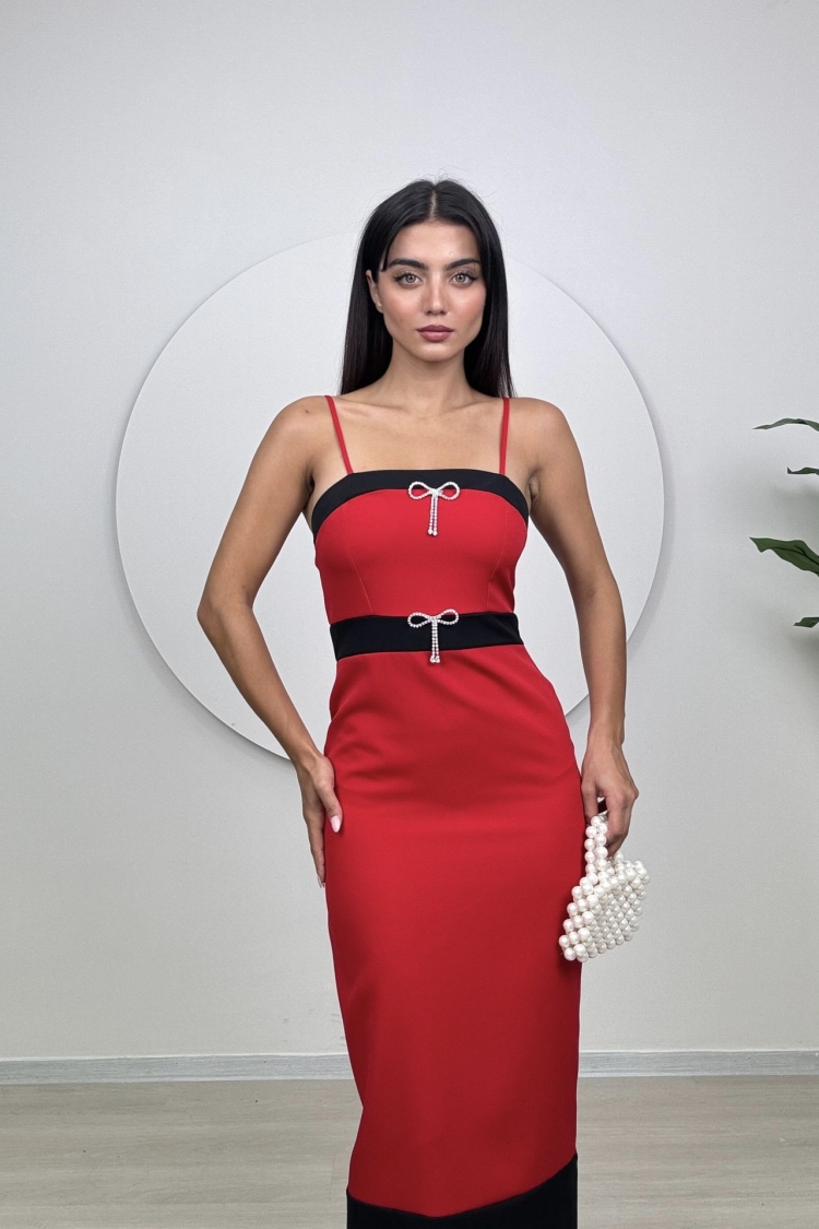 Strappy Bow Stone Axle Dress - Miss Janell - Globality Store - Women Clothes Wholesale Turkey