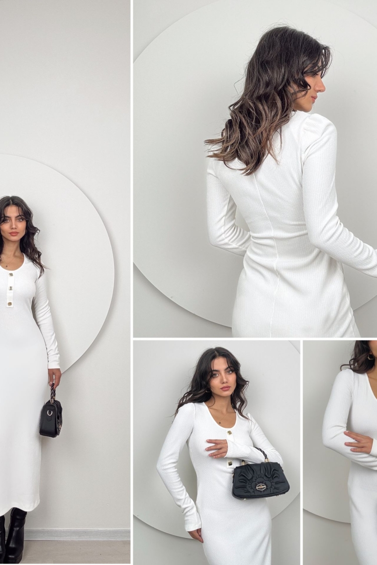 V Neck Knitted Dress