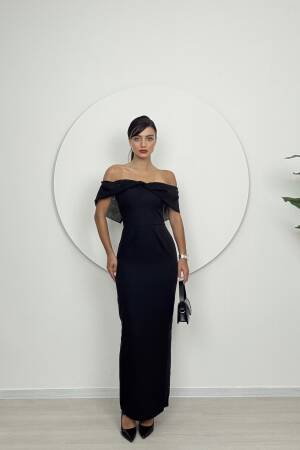 Strapless Chiffon Garnished Atlas Glop Dress - Miss Janell - Globality Store - Women Clothes Wholesale Turkey