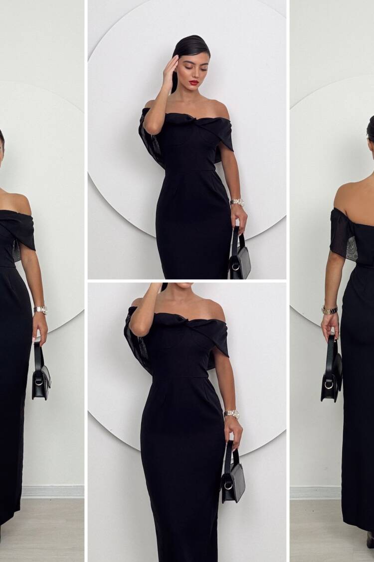 Strapless Chiffon Garnished Atlas Glop Dress