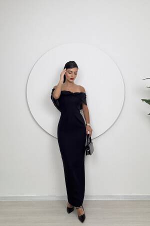 Strapless Chiffon Garnished Atlas Glop Dress - Miss Janell - Globality Store - Women Clothes Wholesale Turkey