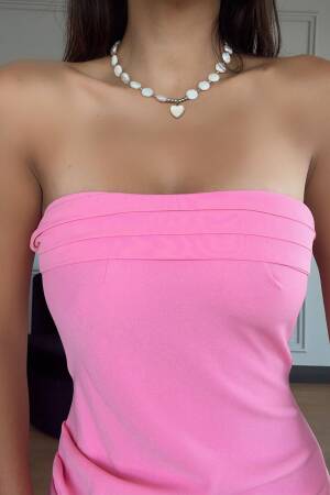 Slit Strapless Atlas Dress - Miss Janell - Globality Store - Women Clothes Wholesale Turkey