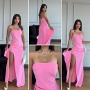 Slit Strapless Atlas Dress - Miss Janell - Globality Store - Women Clothes Wholesale Turkey