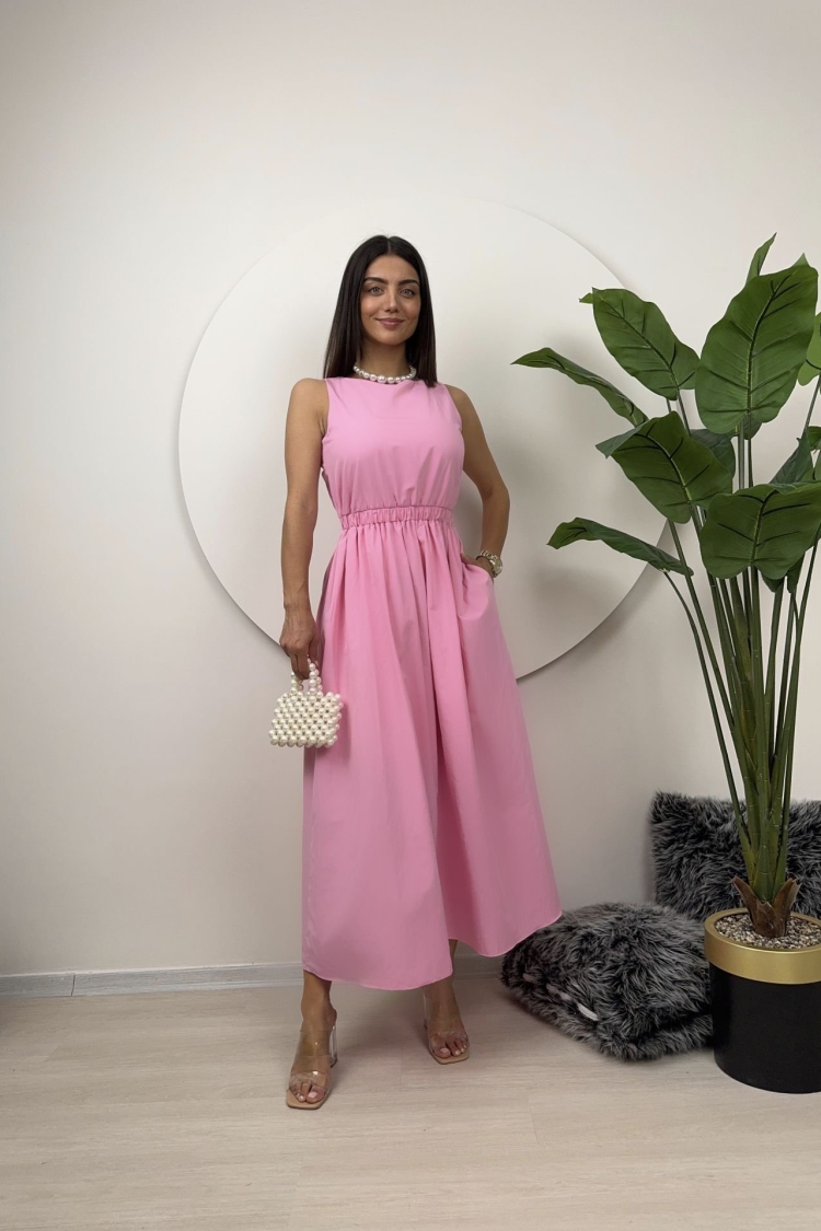 Elastic Waist Sleeveless Dress