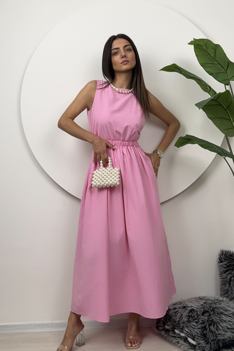 Elastic Waist Sleeveless Dress - Miss Janell - Globality Store - Women Clothes Wholesale Turkey