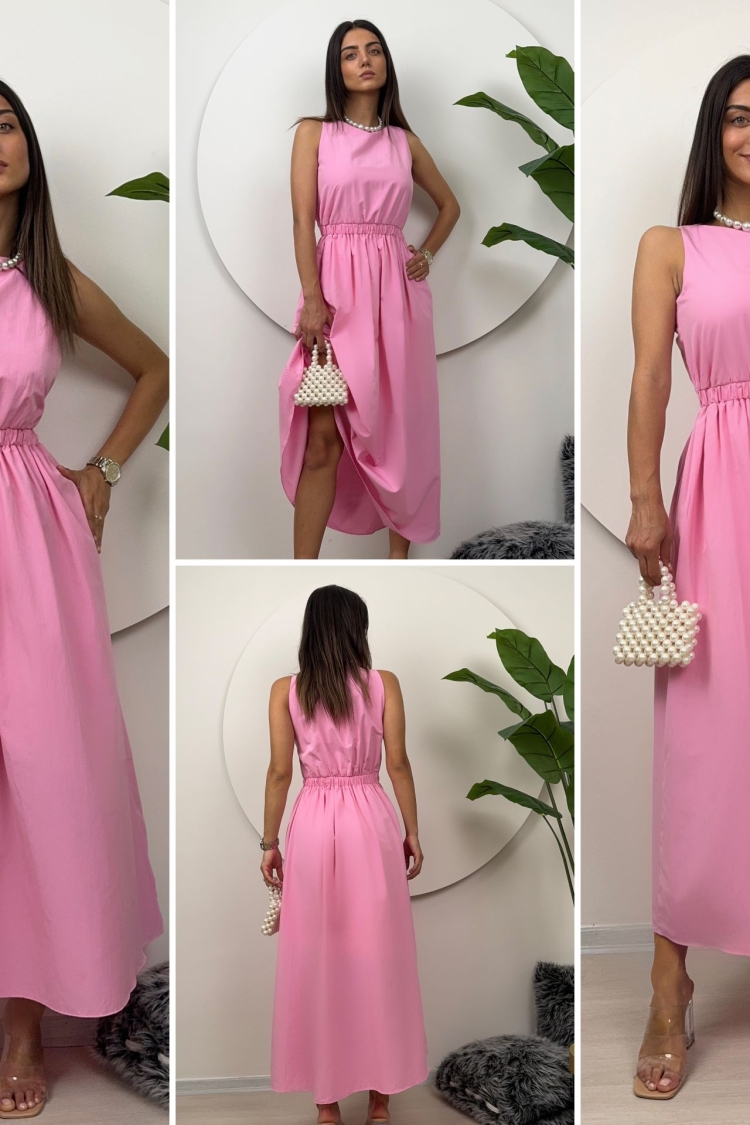 Elastic Waist Sleeveless Dress