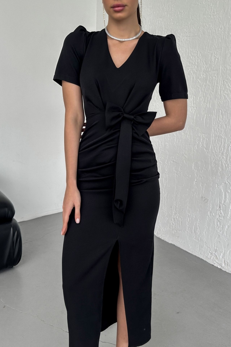 Front Ruffle Fyonk Detail Atlas Dress