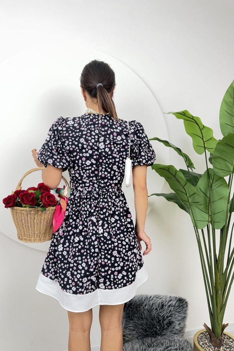 Collar Detail Crepe Mini Dress