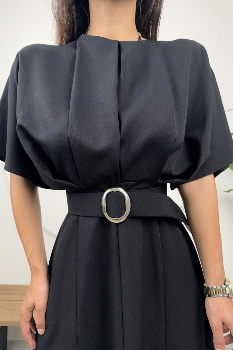 Atlas Fabric Belted Dress - Brand: Miss Janell - Women's Clothing Wholesale - Globality Store