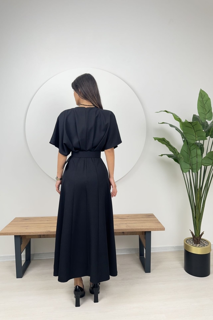 Atlas Fabric Belted Dress