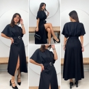 Atlas Fabric Belted Dress - Brand: Miss Janell - Women's Clothing Wholesale - Globality Store