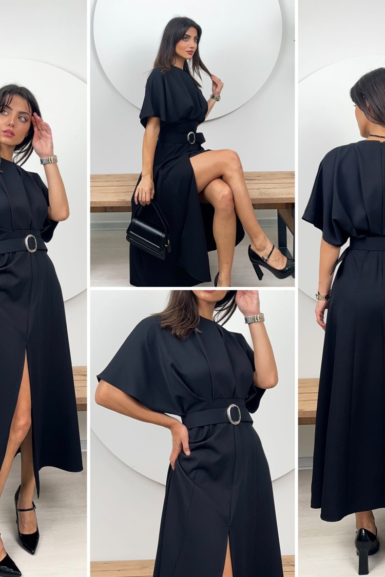 Atlas Fabric Belted Dress
