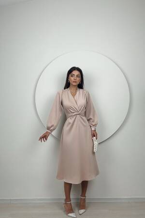 Satin Belted Dress - Miss Janell - Globality Store - Women Clothes Wholesale Turkey