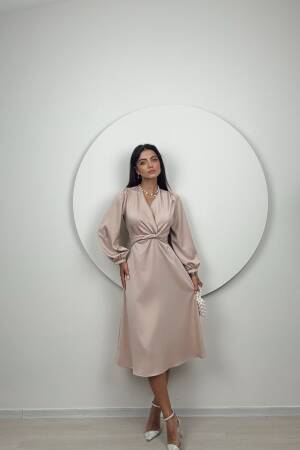 Satin Belted Dress - Miss Janell - Globality Store - Women Clothes Wholesale Turkey