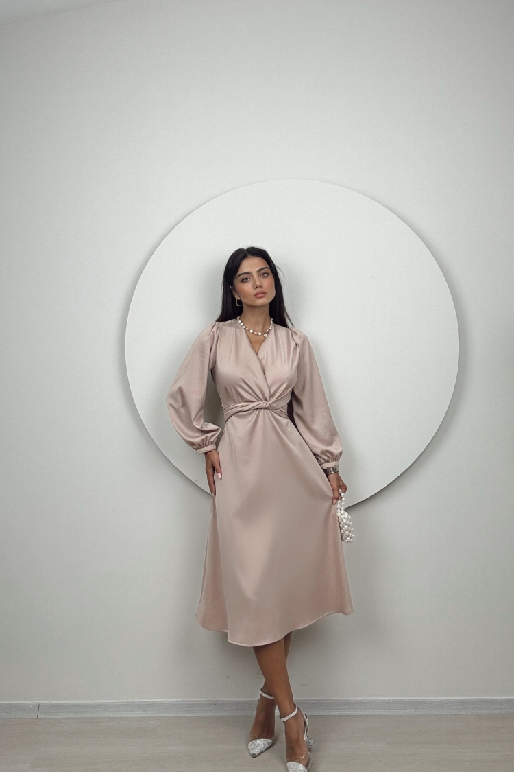 Satin Belted Dress