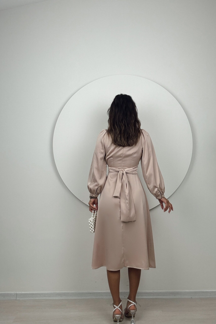 Satin Belted Dress