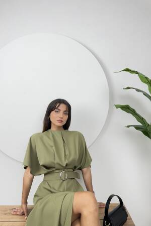 Atlas Fabric Belted Dress - Brand: Miss Janell - Women's Clothing Wholesale - Globality Store