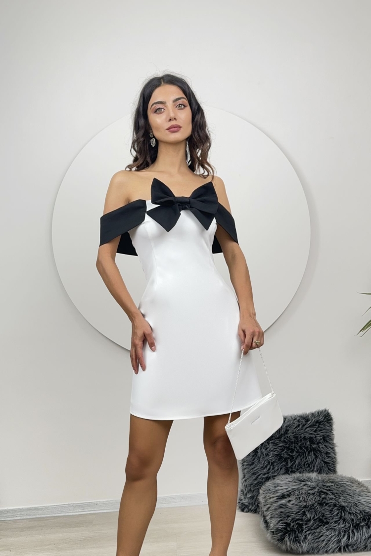 Strapless Dress With Bow - Miss Janell - Globality Store - Women Clothes Wholesale Turkey