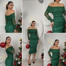 Strapless Ruffle Long Sleeve Tulle Dress - Miss Janell - Globality Store - Women Clothes Wholesale Turkey