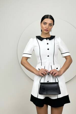 Garnished Heart Button Belted Dress - Miss Janell - Globality Store - Women Clothes Wholesale Turkey
