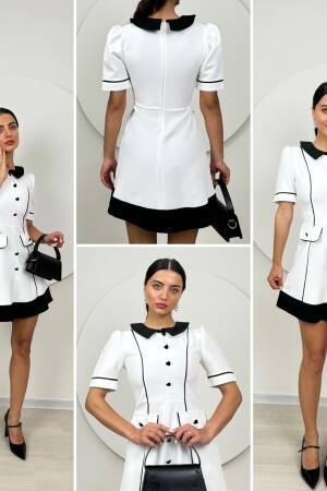 Garnished Heart Button Belted Dress - Miss Janell - Globality Store - Women Clothes Wholesale Turkey