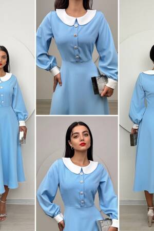 Midi Baby Collar Dress - Miss Janell - Globality Store - Women Clothes Wholesale Turkey