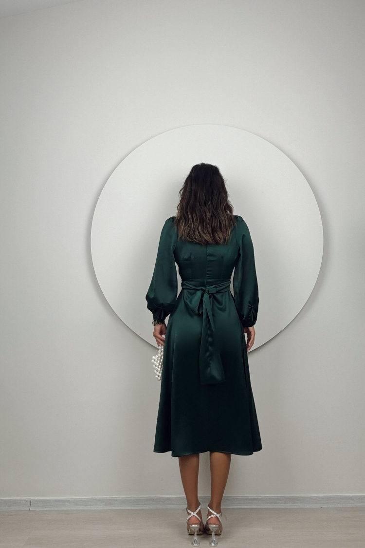 Satin Belted Dress
