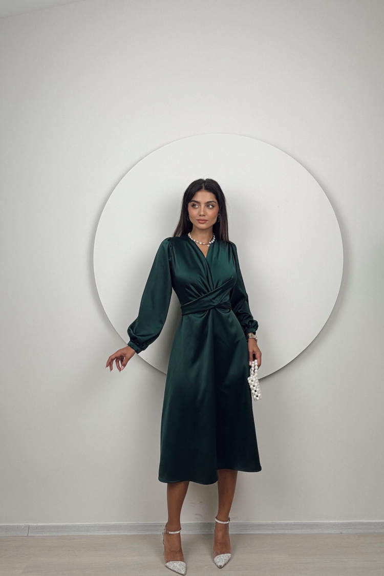 Satin Belted Dress