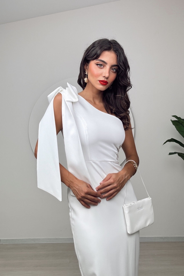 One Shoulder Bow Dress - Miss Janell - Globality Store - Women Clothes Wholesale Turkey