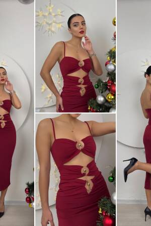 Sandy Dress With Three Buckles At The Front - Miss Janell - Globality Store - Women Clothes Wholesale Turkey
