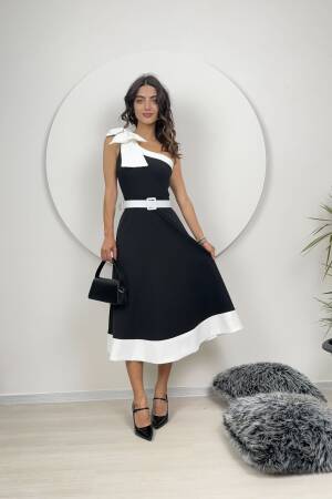 One Shoulder Bow Belted Dress - Miss Janell - Globality Store - Women Clothes Wholesale Turkey