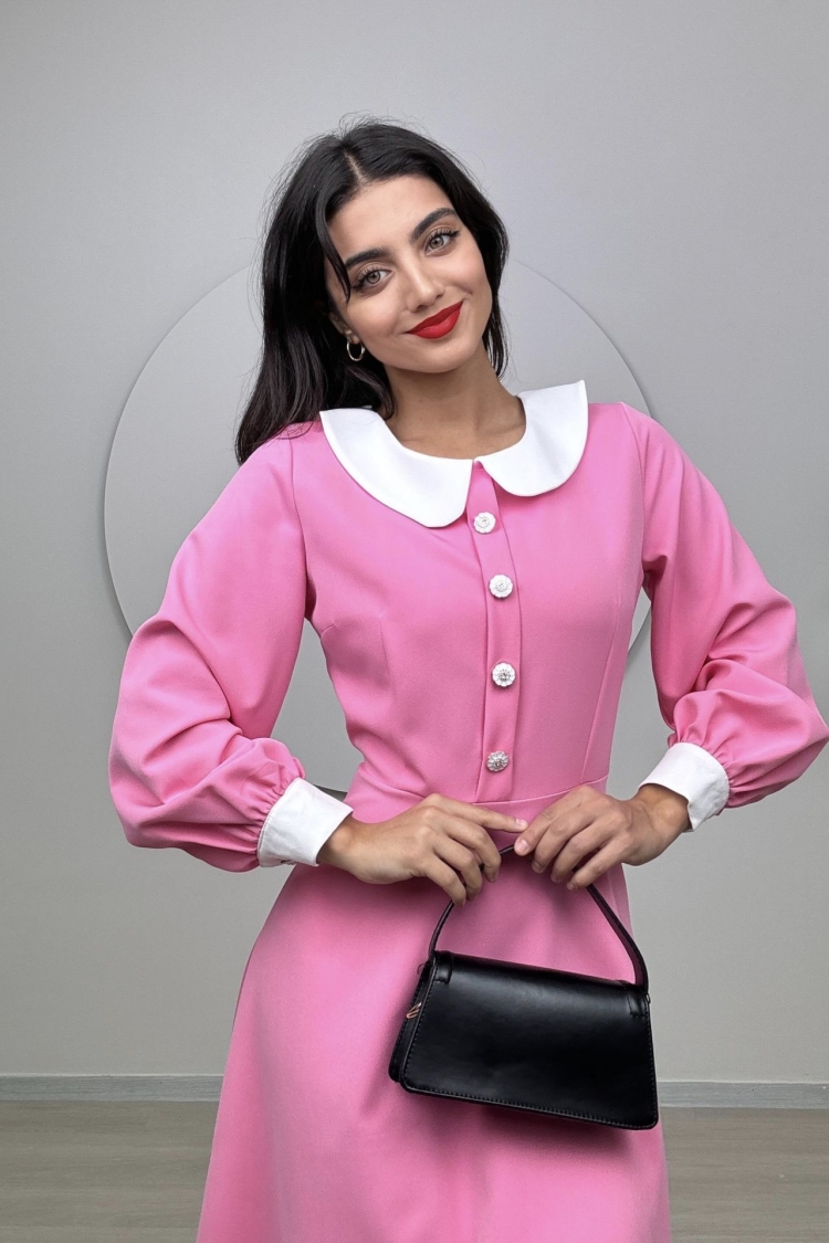 Midi Baby Collar Dress - Miss Janell - Globality Store - Women Clothes Wholesale Turkey