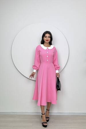 Midi Baby Collar Dress - Miss Janell - Globality Store - Women Clothes Wholesale Turkey